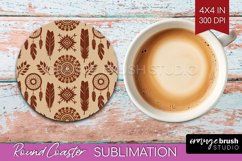 Boho Western Round Coaster - Country Coaster PNG Sublimation Product Image 1