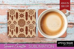 Boho Western Square Coaster - Country Coaster PNG Product Image 1