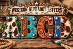 Western Alphabet Letters and numbers, Doodle Alphabet pngs Product Image 1