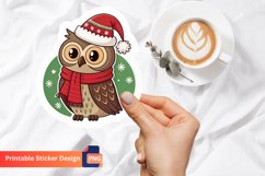 Western Christmas Owl Sticker, Western Owl Sticker Product Image 1