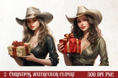 Western Christmas Watercolor Clipart Product Image 1