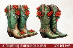 Western Christmas Watercolor Clipart Product Image 1
