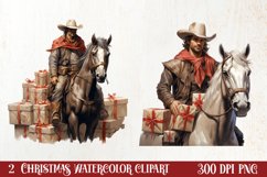 Western Christmas Watercolor Clipart Product Image 1