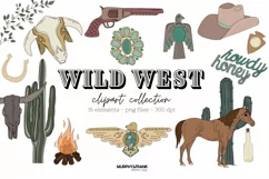 Western Clipart Bundle | Cowgirl Clipart Sublimation Png