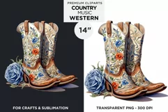 Floral Cowgirl boots PNG Clipart - Western Product Image 1