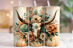 Bull Skull Tumbler Wrap Sublimation, Cow Skull Tumbler Wrap Product Image 1