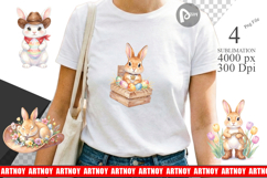 Western Cowboy Bunny Easter Sublimation Product Image 1