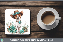 GorgeousWestern Cowboy Dogs Square Coaster design.