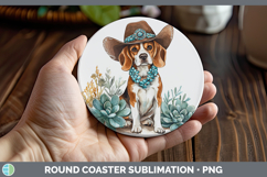 GorgeousWestern Cowboy Dogs Round Coaster design.