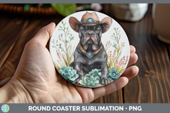 GorgeousWestern Cowboy Dogs Round Coaster design.