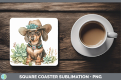 GorgeousWestern Cowboy Dogs Square Coaster design.
