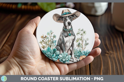 GorgeousWestern Cowboy Dogs Round Coaster design.