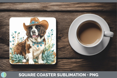 GorgeousWestern Cowboy Dogs Square Coaster design.