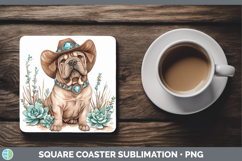 GorgeousWestern Cowboy Dogs Square Coaster design.