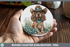 GorgeousWestern Cowboy Dogs Round Coaster design.