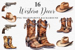 Western Cowboy Stetson Hat Boots Gun Wild West Vintage PNG Decor Art Image Watercolor Transparent Print illustration sublimation creepy printable digital  watercolor Western Cowboy Stetson Hat, Wild West clipart, vintage american decoration art image