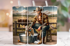 Cowboy Tumbler Wrap, Country Tumbler, Western Tumbler PNG Product Image 1