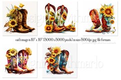 Cowgirl Boots &amp; Sunflowers Wind Spinners Sublimation Designs Product Image 2