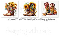 Cowgirl Boots &amp; Sunflowers Wind Spinners Sublimation Designs Product Image 3