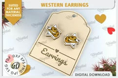 Valentine's Western Earrings Laser Cut. Cowboy Earrings SVG Product Image 1
