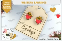 Valentine's Western Earrings Laser Cut. Cowboy Earrings SVG Product Image 1