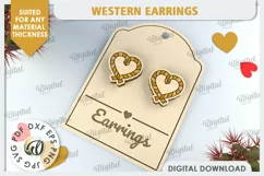 Valentine's Western Earrings Laser Cut. Cowboy Earrings SVG Product Image 1