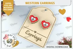 Valentine's Western Earrings Laser Cut. Cowboy Earrings SVG Product Image 1