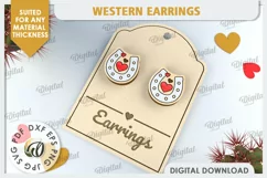 Valentine's Western Earrings Laser Cut. Cowboy Earrings SVG Product Image 1