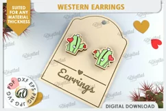 Valentine's Western Earrings Laser Cut. Cowboy Earrings SVG Product Image 1