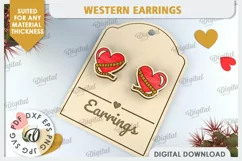 Valentine's Western Earrings Laser Cut. Cowboy Earrings SVG Product Image 1