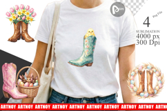 Western Easter Cowboy Boots Sublimation Product Image 1