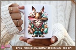 Western Easter Gnome Bunny sublimation png, Western Gnome Product Image 2