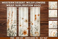 Tumbler Wrap Sublimation Design with Western Desert Flowers Product Image 1