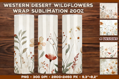 Tumbler Wrap Sublimation Design with Western Desert Flowers Product Image 1