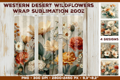 Tumbler Wrap Sublimation Design with Western Desert Flowers Product Image 1