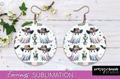 Western Halloween Earrings, Ghost Round Earrings Sublimation Product Image 1