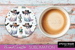 Ghost Coaster, Western Halloween Round Coaster Sublimation Product Image 1