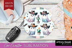 Ghost Car Coaster - Western Halloween Coaster PNG Product Image 1