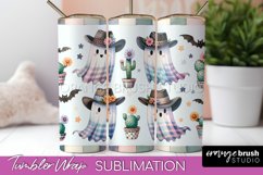 Western Halloween Tumbler Wrap - Ghost Tumbler Sublimation Product Image 1