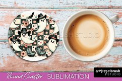 Ghost Coaster, Western Halloween Round Coaster Sublimation Product Image 1