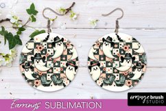 Western Halloween Earrings, Ghost Round Earrings Sublimation Product Image 1