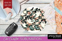 Ghost Car Coaster - Western Halloween Coaster PNG Product Image 1