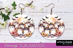 Western Halloween Earrings, Ghost Round Earrings Sublimation Product Image 1
