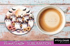 Ghost Coaster, Western Halloween Round Coaster Sublimation Product Image 1