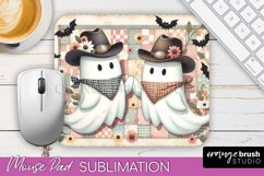 Western Halloween Mouse Pad, Ghost Mousepad Sublimation Product Image 1