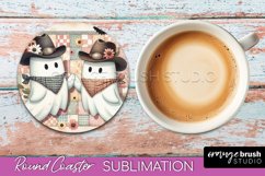 Ghost Coaster, Western Halloween Round Coaster Sublimation Product Image 1