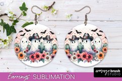 Western Halloween Earrings, Ghost Round Earrings Sublimation Product Image 1