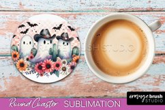 Ghost Coaster, Western Halloween Round Coaster Sublimation Product Image 1