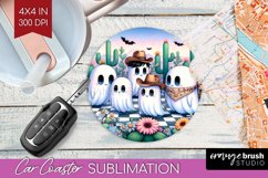 Ghost Car Coaster - Western Halloween Coaster PNG Product Image 1