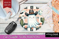 Ghost Car Coaster - Western Halloween Coaster PNG Product Image 1